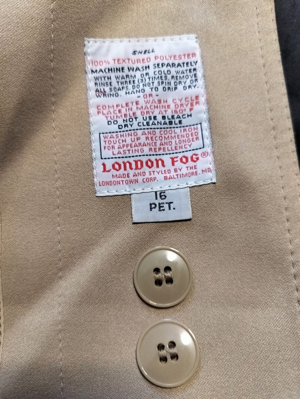 Vintage 70s London Fog Maincoats Khaki Trench Coat Impeccable Sherpa Lining 16P - Picture 9 of 13
